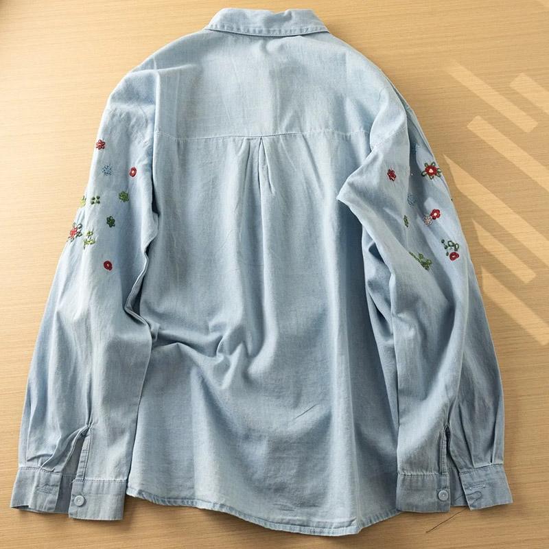 Shirt for Women Oversize Cotton Loose Blouse Casual Long Sleeve Pullover Turn Down Collar Shirt Top
