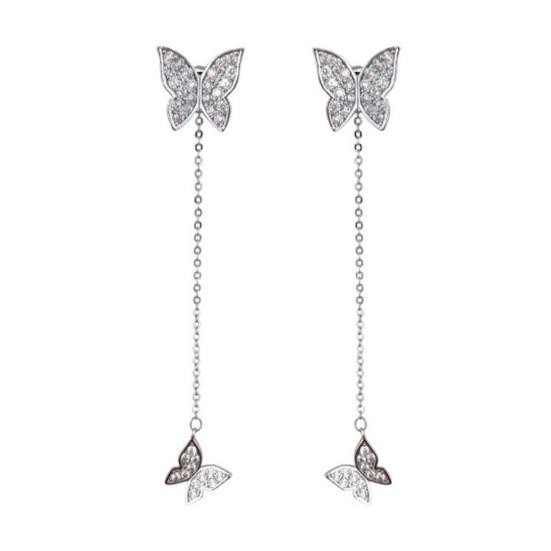 1 Pair Drop Earrings for Women Micro-Paved Cubic Zirconia Double