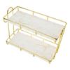 Bathroom Storage Rack Gold White 2 Tier Makeup Shelf Humanized Structure Anti Slip Counter