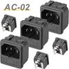 5/20Pcs AC-02 AC Power Socket 3Pins Copper Pin 10A 250V Electrical Power Socket Connector with Fuse Holder
