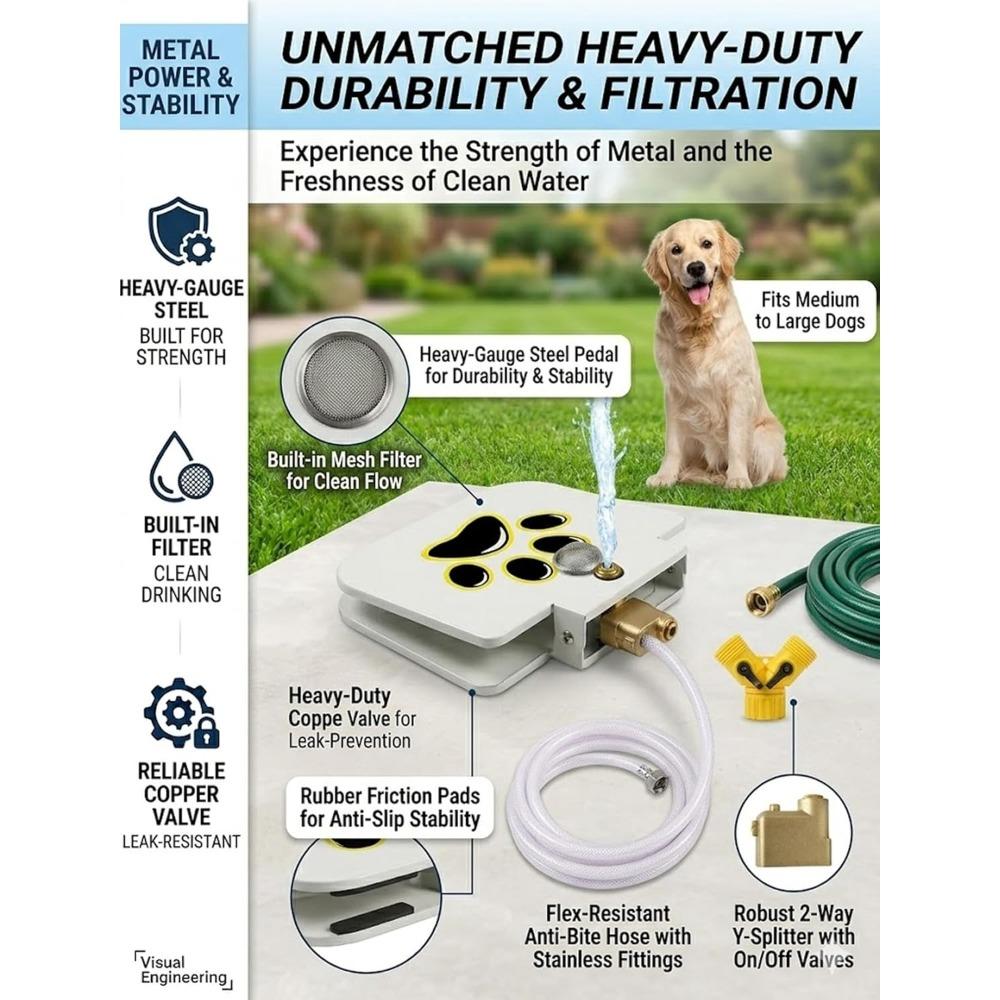 Dog Paw Print Sensor Sprinkler, Outdoor Dog Paw Print Sensor Water Fountain, Heavy-duty Metal Pet Water Fountain, Suitable for Patios.