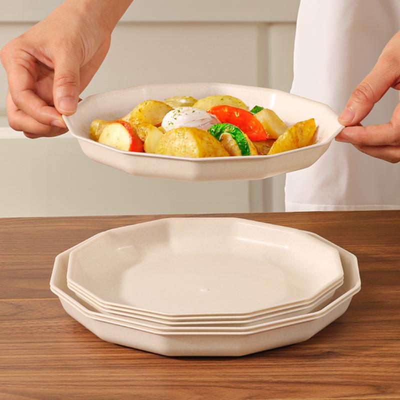 Large Round Disposable Dinner Plate - Thickened Rice Husk, Food-Grade, Ideal for Weddings & New Year Celebrations