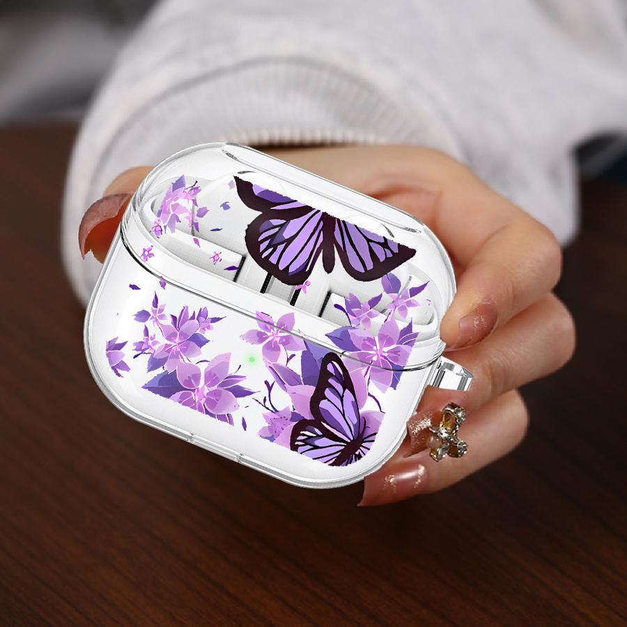 

Case For Samsung Galaxy Buds 2Pro Live 3 FE 3Pro 2 4Pro 4 Pro Clear Earphone Cases Cover With Hook INS Retro Butterfly Buds 2 Pro