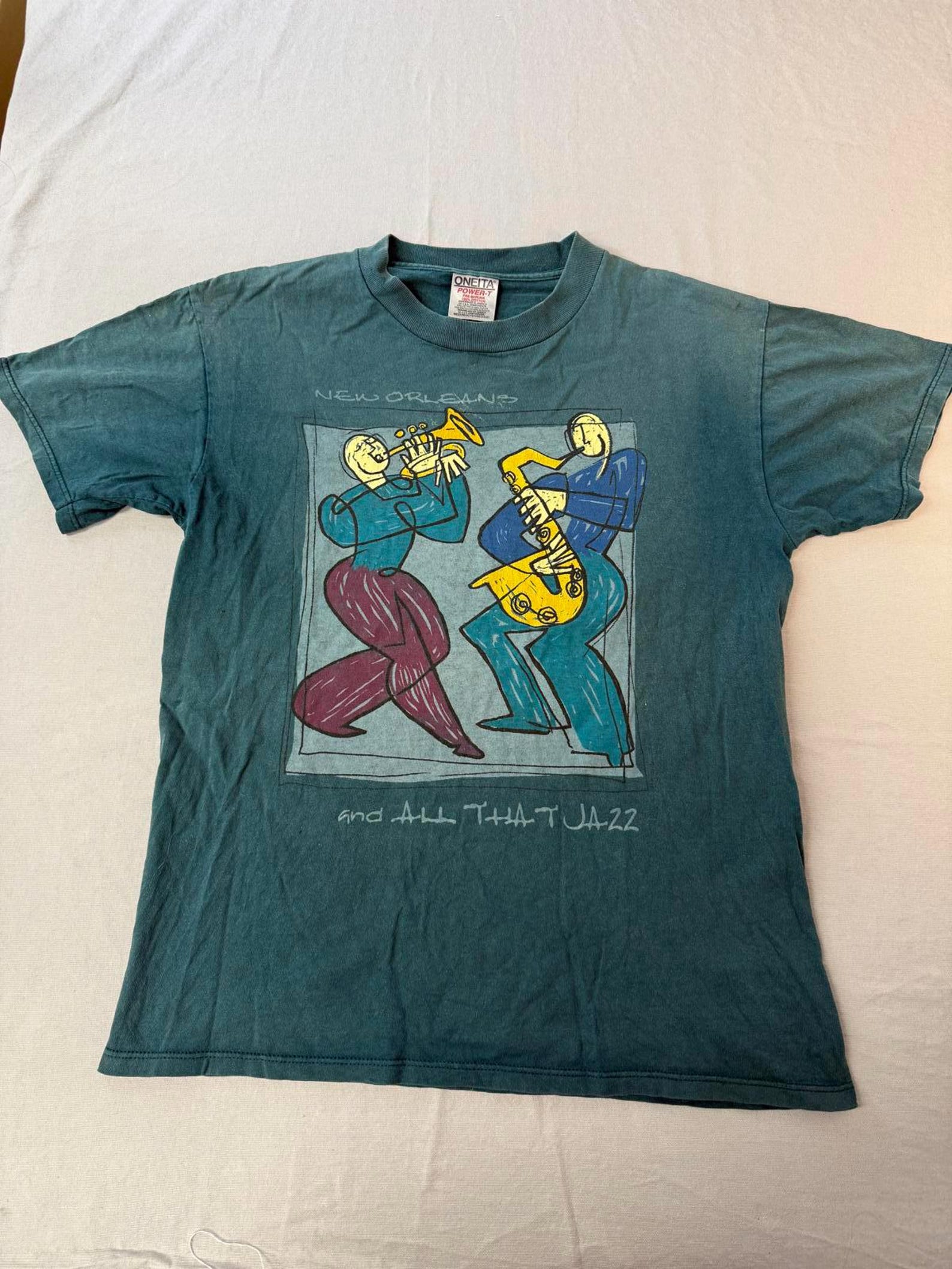 Faded New Orleans Jazz T shirt and All That Jazz Cubism - M S