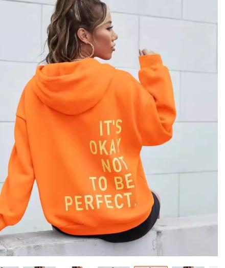 2025 European and American Trendy Fashion Multi-color Letter Print Versatile Casual Long Sleeve Loose Fit Hooded Sweatshirt