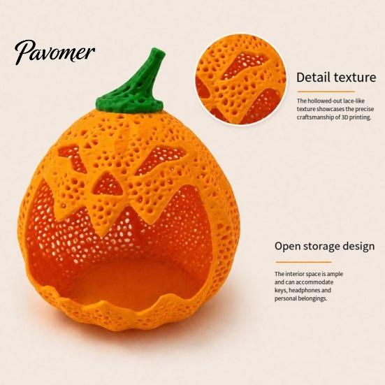 Halloween Gift Baskets for Desk Hollow Pumpkin Storage Ornament Halloween, Decorative Candy Holder, Creative Plastic Basket Kids Desktop Organizer