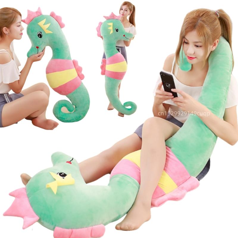 50-160Cm Cartoon Rainbow Long Striped Seahorse Plush Doll Pillow Soft Cute Sea Animal Plush Toy Home Decor Gift For Children