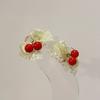 Hairpin Transparent Clip Gentle Non-Harmful Design Smooth Edges Hair Clip Green Gauze Bow Red Beaded Cherry Hair