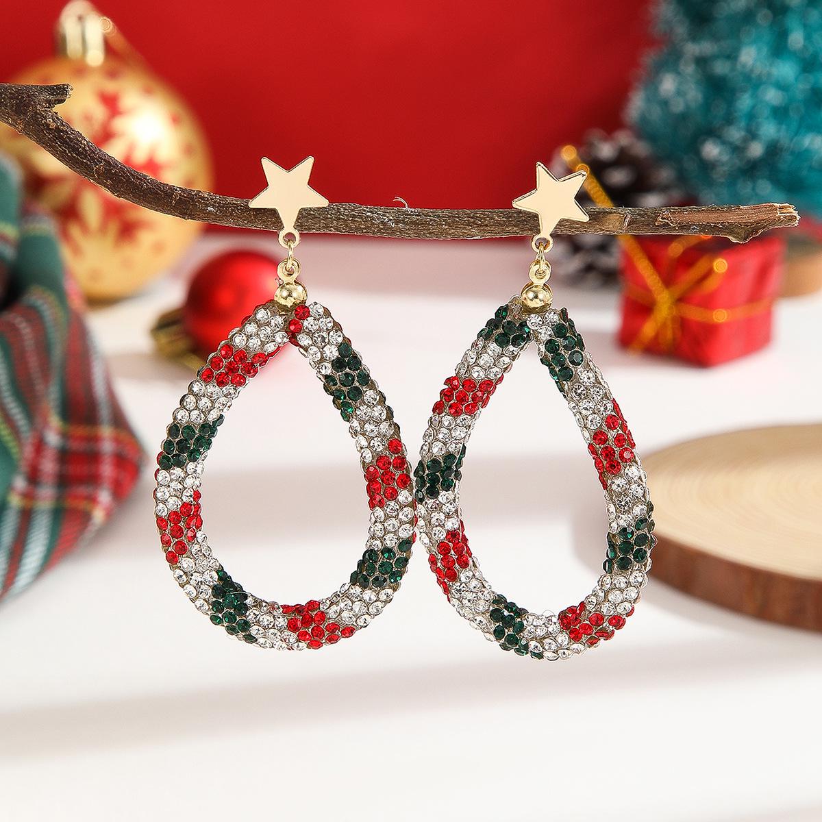 

Colorful Rhinestone Teardrop Star Earrings - Perfect for Women at Christmas