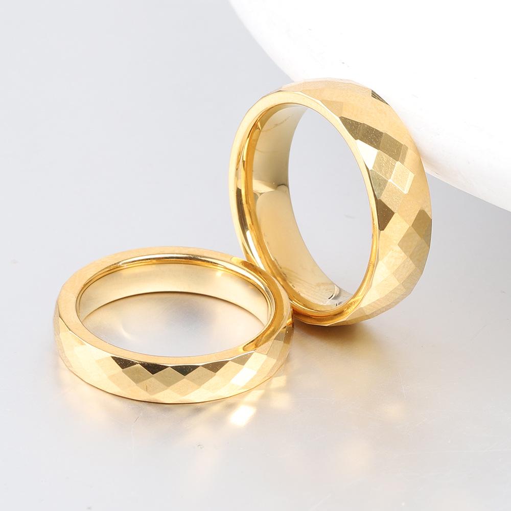 European American Ins New Tungsten Steel 4MM 6MM Faceted Polygon Rhombus Couple Rings