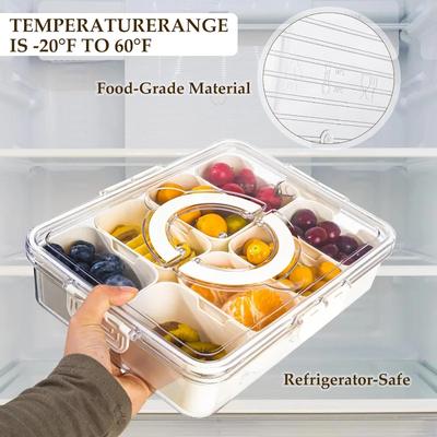 8 Grids unterteilt Serviertablett Aufbewahrungsbox Küche tragbare Unterformat Gewürz Trennbox Frischhaltebox Snack Obst Lebensmittel Box