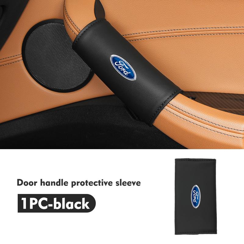 For Ford 2pcs Car Door Handle Cover Leather Auto Door Knob Protector Focus mk2 mk3 mk4 Fiesta Ranger Mondeo S-MAX Kuga