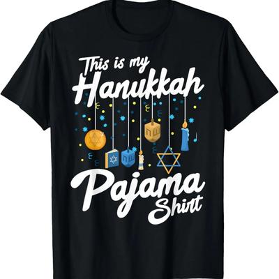 Hanukkah Pajama Dreidel Toy Boys Girls Jewish Christmas T-Shirt