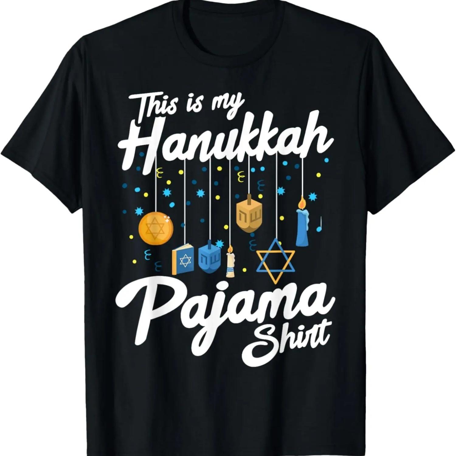 Hanukkah Pajama Dreidel Toy Boys Girls Jewish Christmas T-Shirt S чёрный