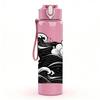 1PC Black White Ocean Wave Art Print 750ml Color Plastic Sports Water Bottle Leakproof Flip Straw Lid Suitable for Sports Office Home Use