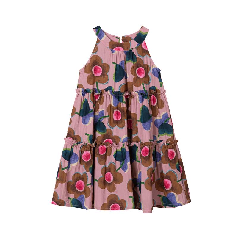 FULUOMI Girls' Summer Floral Print A-line Dress