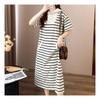 Navava Women No780 Stripe Zip Collar Short Sleeve Dress