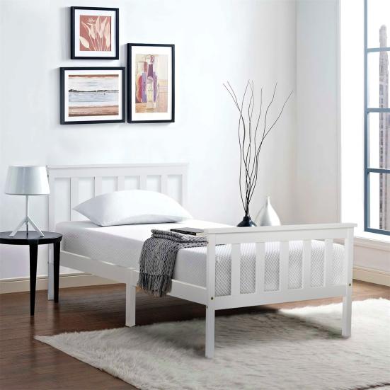 Modern Wooden Single Bed Rack Frame with Headboard Bedroom Decoration Furniture