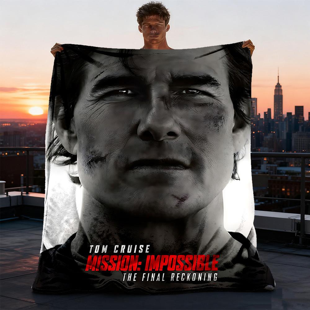 1pc Mission Impossible Reckoning Outdoor Flannel Blanket, Cozy & Warm Soft Te Playful Design, Napping Camping,