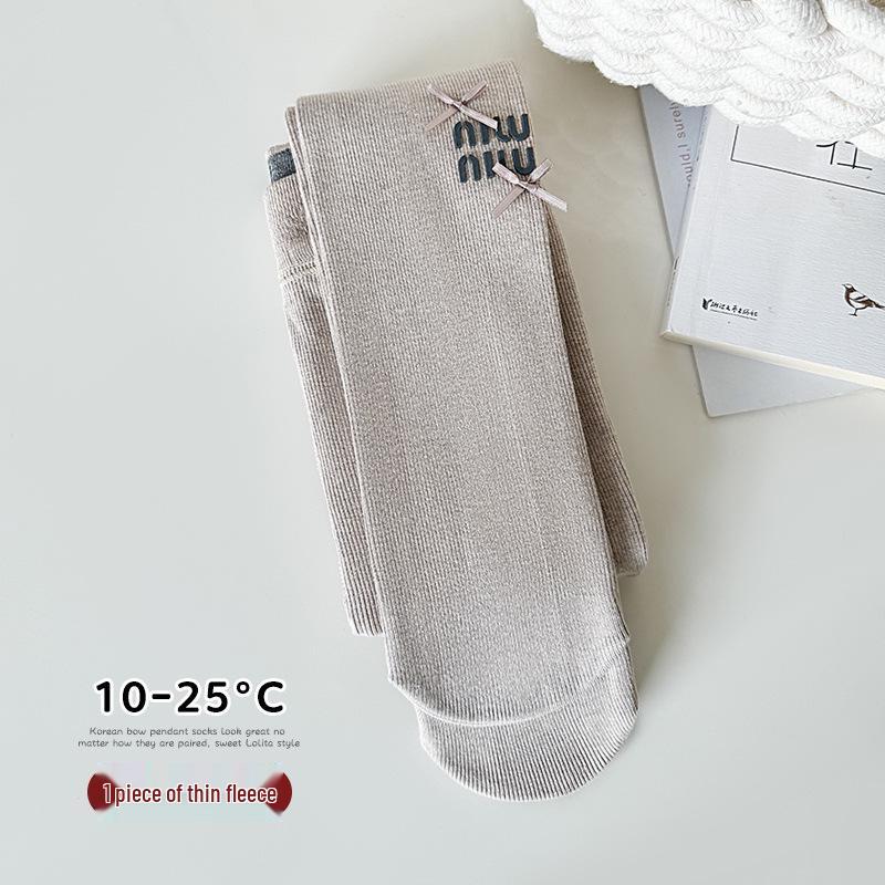 2025 Autumn-Winter Girls' Brushed Letter Leggings: Versatile White Elastic Tights