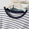 Women's Color Block Stripe Round Neck T-shirt