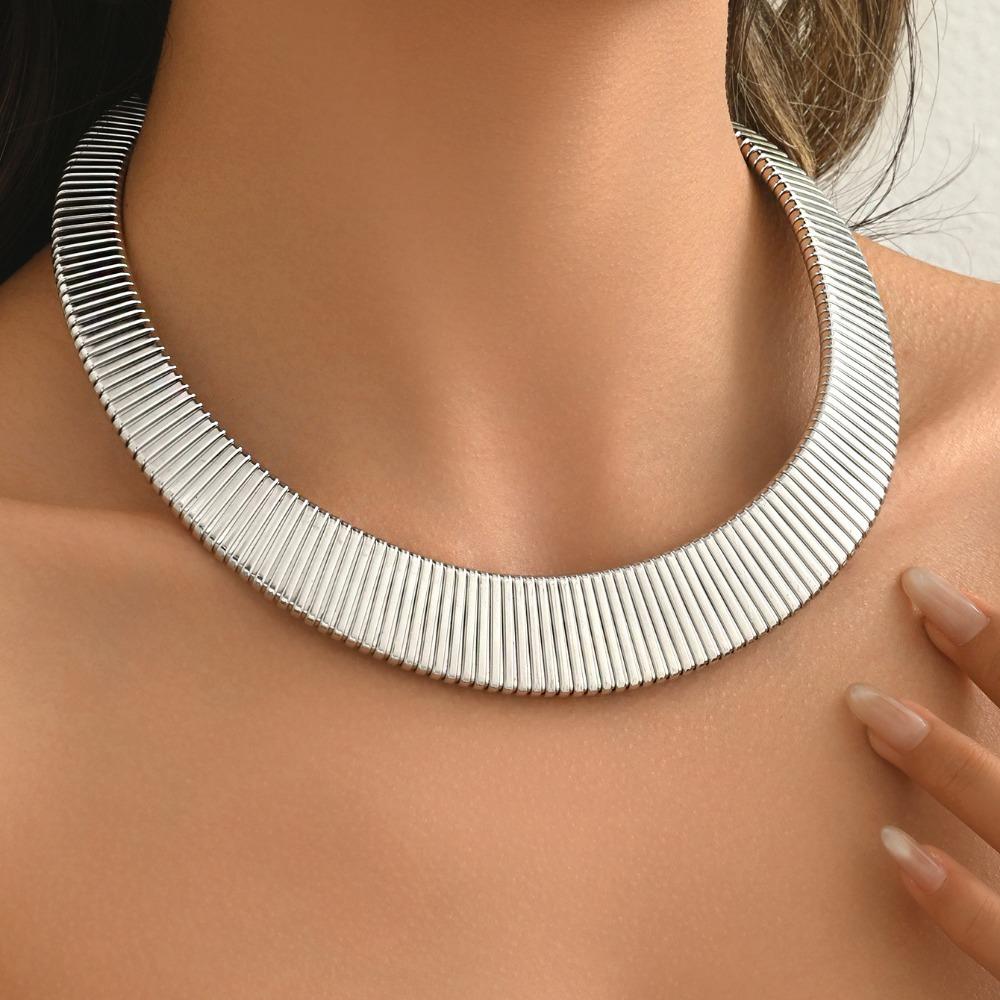 Vintage Snake Bone Chain Necklace Metal Chain Chunky Chain Necklace  Women серебряный