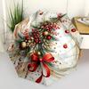 1pc Elegant Christmas Tree Design Automatic Folding Umbrella, Portable 3-Fold Design with Golden Berries, Red Ribbons, and Festive Flowers, Perfect Gi
