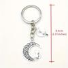 Glamour Antique Silvery Moon Cat Pendant Keychain Fashion Women's Pendant Men's Pendant Moon Cat Keyring Car Keychain Ring Souvenir Gifts