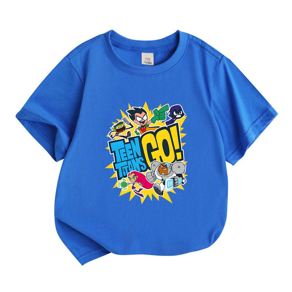 Kids Boys Girls Round Neck Short Sleeve 100% Cotton T-shirt, Cute Cartoon Super Hero Team Print Casual Summer Soft Breathable Tee for Children Daily W