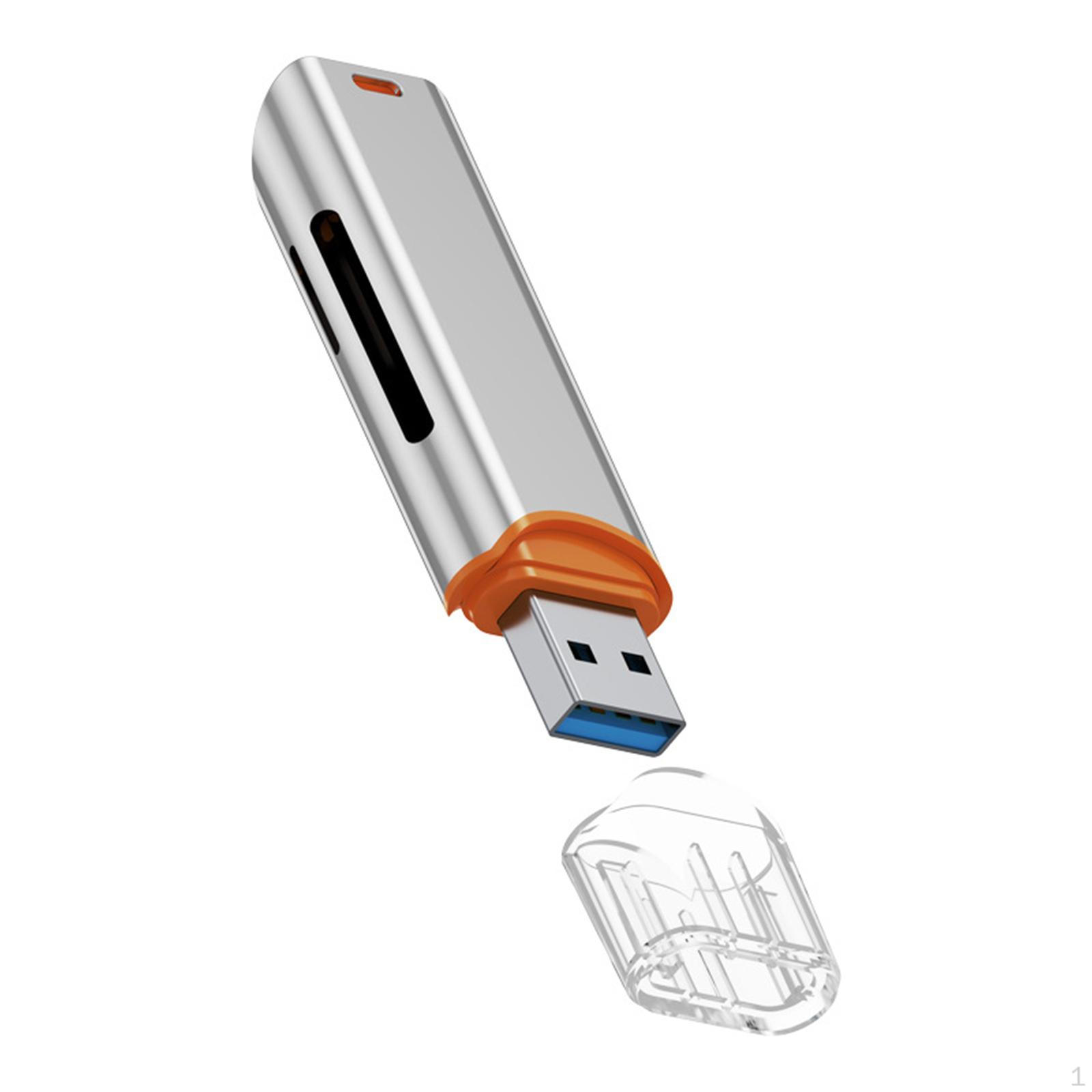 

USB 3.0 Card Reader Double Cards Slot Design Lanyard Hole Replacement Portable Practical срібний