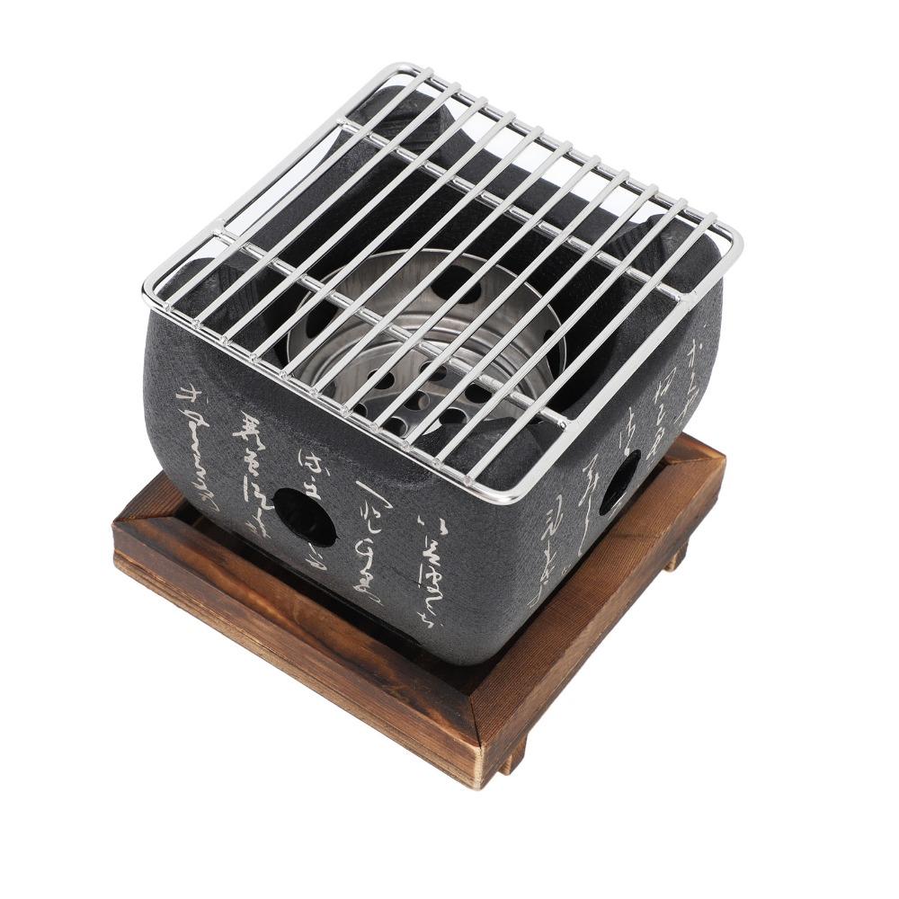Griglia Giapponese a Carbone in Metallo Colato Tavolo BBQ Nero Griglia Hibachi Professionale Cottura BBQ