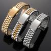 Silver Gold Solid Stainless Steel Bracelet 10mm 12mm 14mm 16mm Replacement Straps Men's Women's Metal Folding Clasp Watch Band