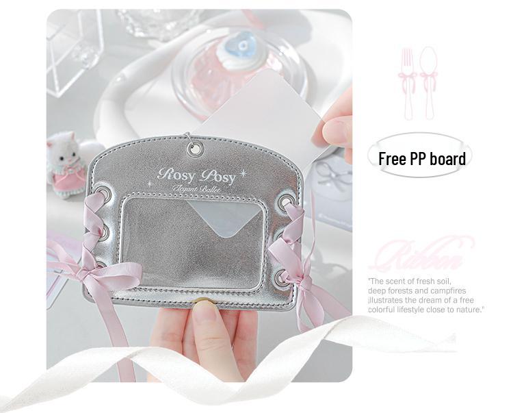 Leather Ballet Lace-Up ID Card Holder - Soft, Compact, Horizontal Design