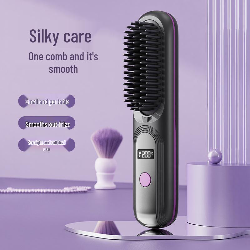 

Straightening Comb: Non-Damaging 2-in-1 LCD Hair Straightener for Straight & Curly Hair золотий/чорний