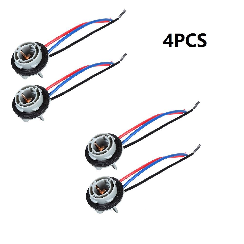 4PCS 1157 LED Stop Brake Turn Light Bulb Socket Harness Wire Plug