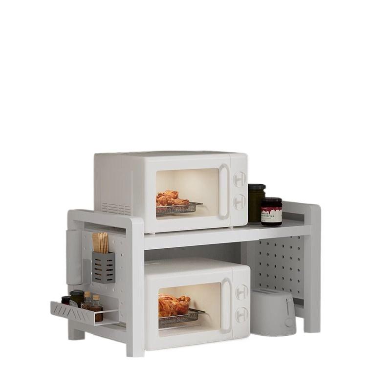 Suport expandabil cu două niveluri pentru cuptor cu microunde, stil crem, pentru blatul de bucătărie