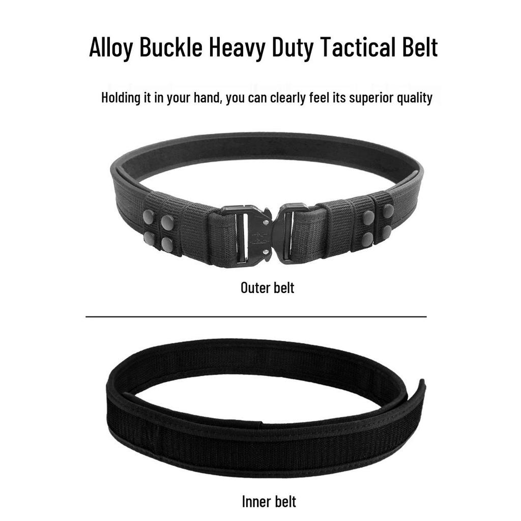 Men's Black Nylon Tactical Belt with Alloy Buckle - Braided for Security, Suitable for Outdoor Training and Duty Activities.