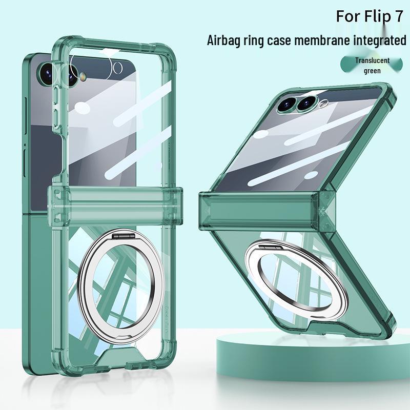 Etui na Samsunga Z Flip7: Wysokiej klasy przezroczysty magnetyczny z powłoką galwaniczną i obracanym o 360° stojakiem