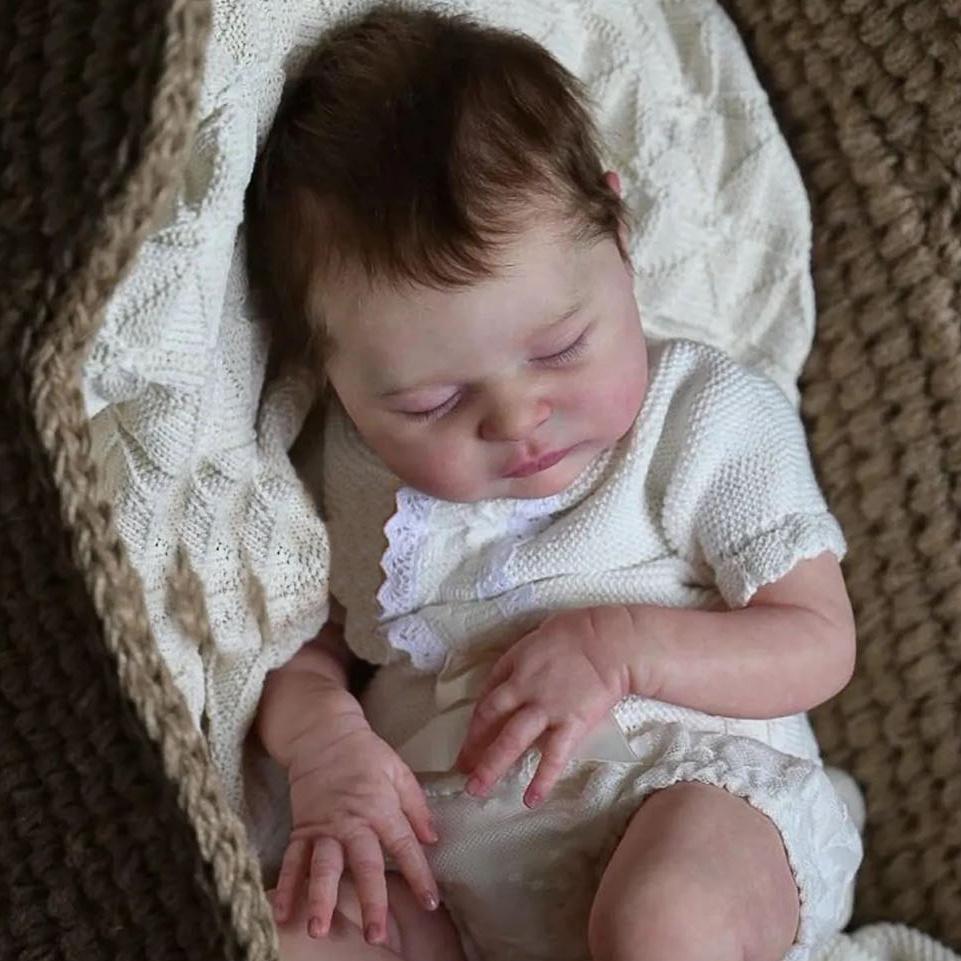 BZDOLL 50cm Soft Vinyl Asleep Reborn Baby Doll Cloth Body Toy 20inch Bebe Girl Toy with 3D-paint Skin and Visible Veins Like Real Kids Birthday Gift