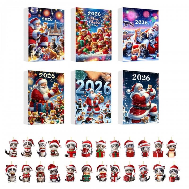 Christmas Countdown Advent Calendar Cat Blind Box Acrylic Ornament Festive Tree Decor
