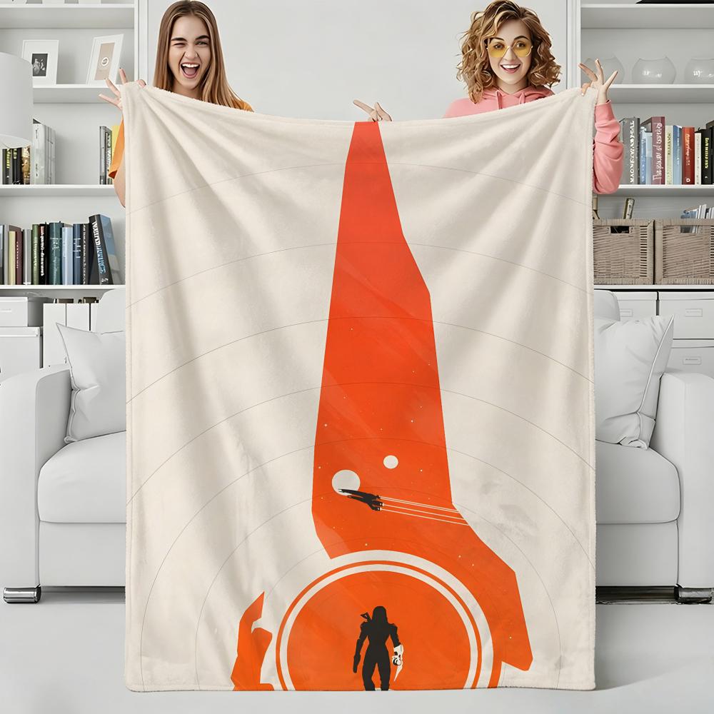 Game M-Mass Effect Throw Flannel Blanket Perfect for Sofa Office Bed Travel Sleep Read Relax Camping Four Season Use