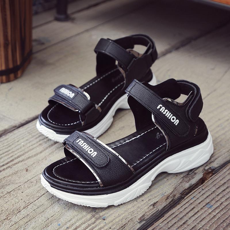 

Новые спортивные сандалии женские летние на платформе легкие студенческие универсальные на липучке пляжные туфли 38 чёрный