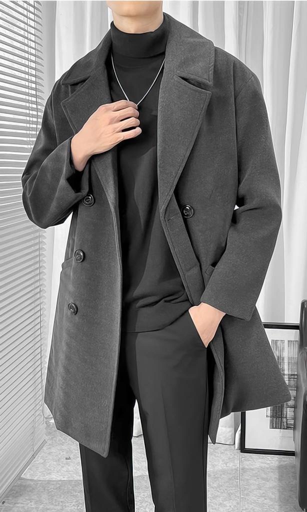 Long Business Wool Plus Solid Long Cold Chesterfield Loose Oversized [foveitaa] Men's Coat, Coat, Autumn/Winter Clothes, Sizes, Color, Warm, Length,