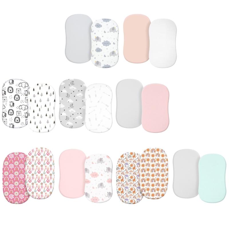 Set mit 2 Stück Baby-Spannbettlaken Kinderbettbezug Einfarbig/Cartoon-Druck Stubenwagen-Laken Matratzenbezug Elastisch Abnehmbarer Bezug