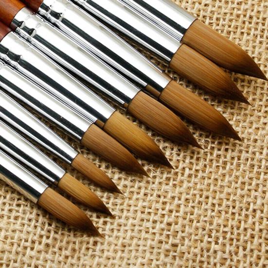 Color Block Round Top Wood Handle Nail Art Pen Line Drawing Brush Manicure Tool