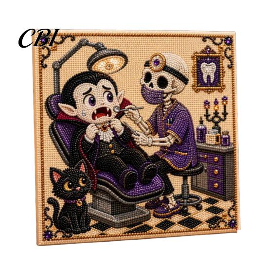 3d Faux Pearl Mosaic Art for Adults Halloween Kit, Cute Ghost Skeleton Painting Room Decor DIY 3D Craft Kit Adults, Fall Home Handmade Gift Lovers