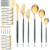 Black Gold 36Pcs Matte Flatware Dinnerware Set Knife Dessert Fork Spoon Dinner Set Stainless Steel Tableware Kitchen Cutlery Set