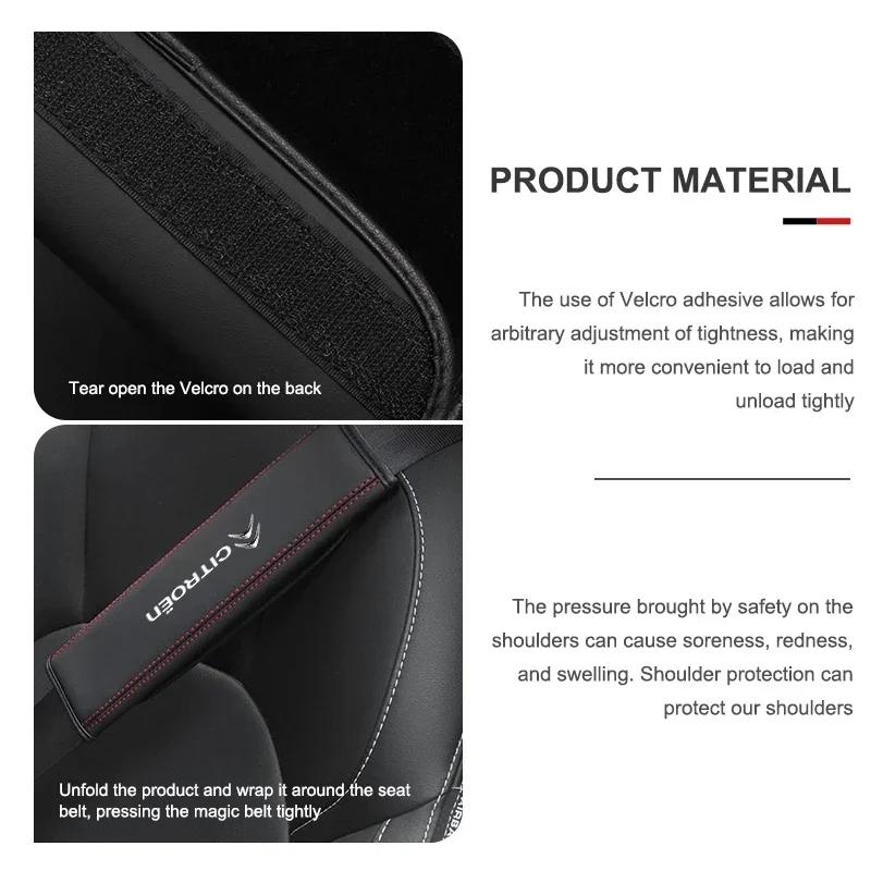 Leather Car Seat Belt Cover Shoulder Pad Interior Accessories For Citroen Jumper Celysee Cactus Picasso Aircross Saxo Grand