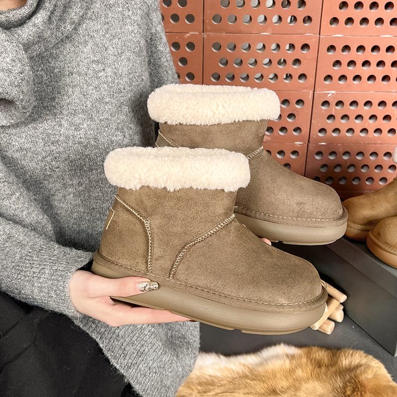 Women s fur one thick sole winter lightweight warm padded snow boots non-slip wear-resistant casual sneakers fur cotton boots 35 3398₽