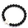 Bohemian Cross Bracelet For Men 8mm Onyx Stone Strand Braslet Beach Camping Casual Accessories Healing Prayer Meditation Pulsera